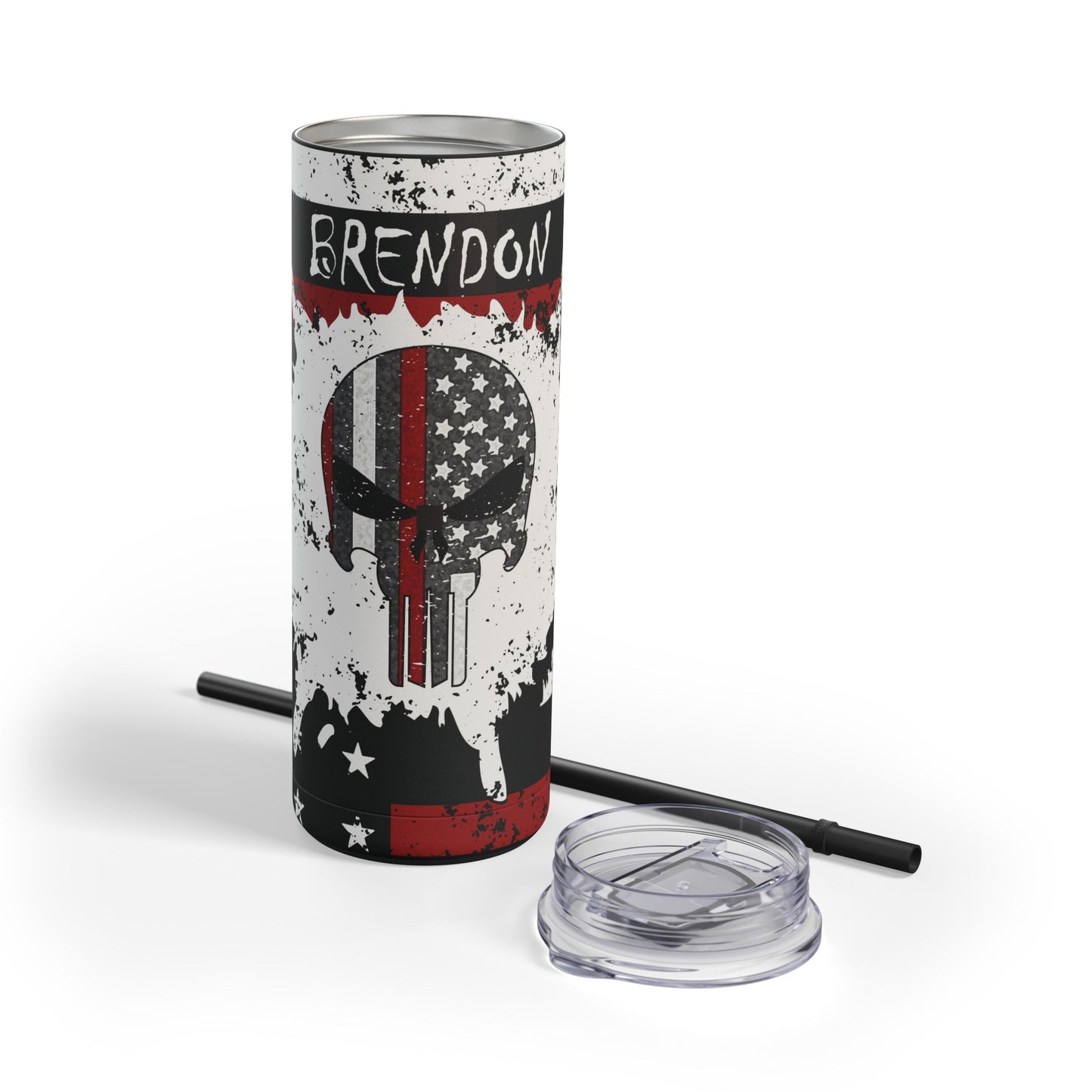 Personalized Firefighter Skinny Matte Tumbler, 20oz with lid and straw. Perfect gift for those in the Fire fighter profession.