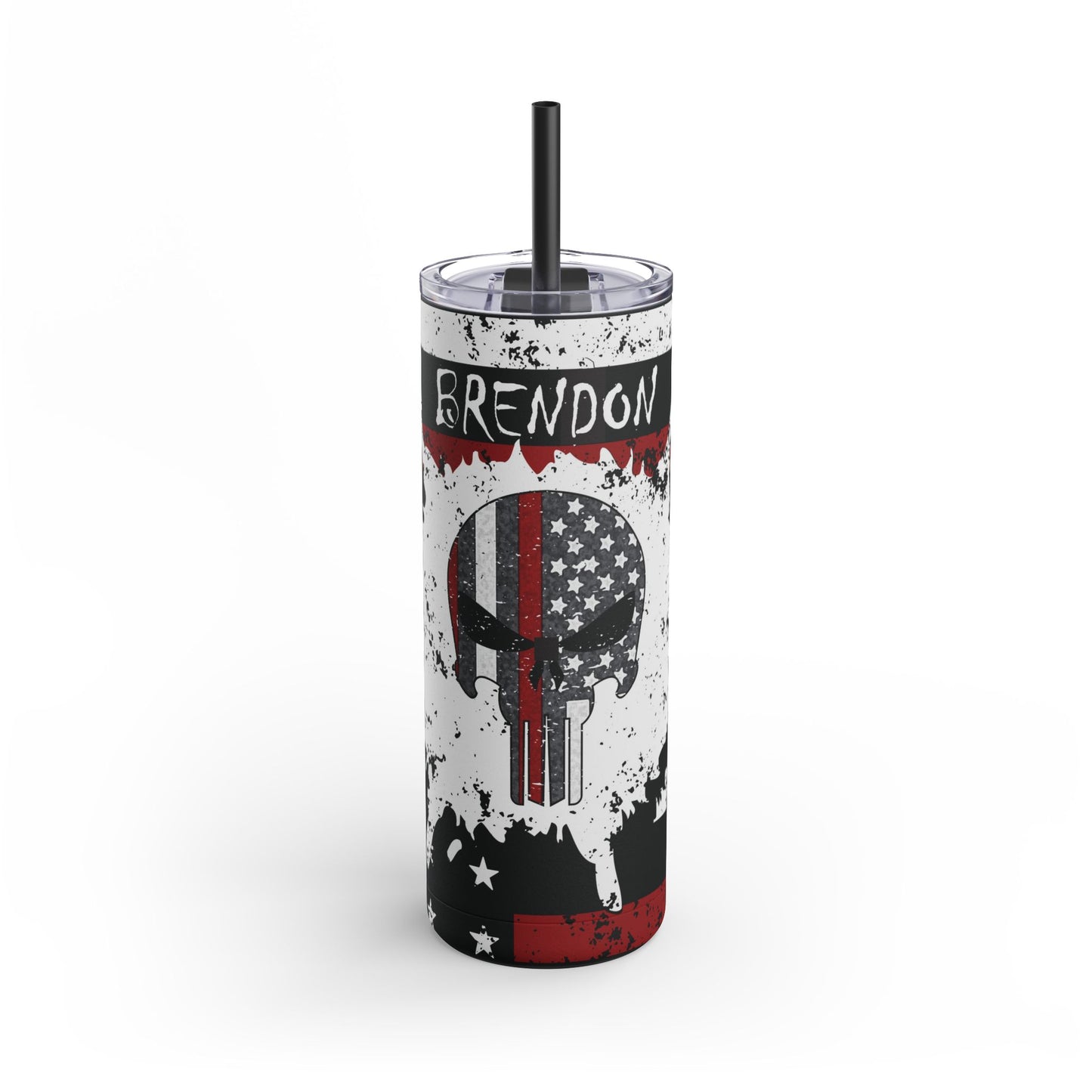 Personalized Firefighter Skinny Matte Tumbler, 20oz with lid and straw. Perfect gift for those in the Fire fighter profession.