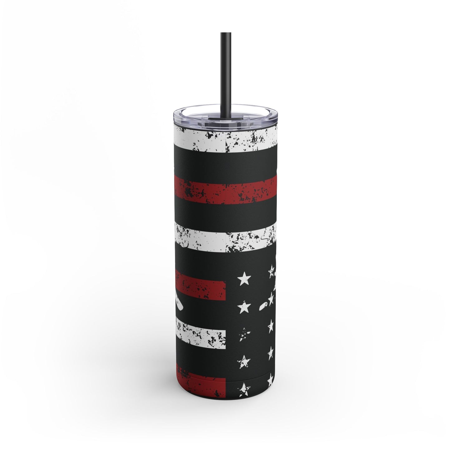 Personalized Firefighter Skinny Matte Tumbler, 20oz with lid and straw. Perfect gift for those in the Fire fighter profession.
