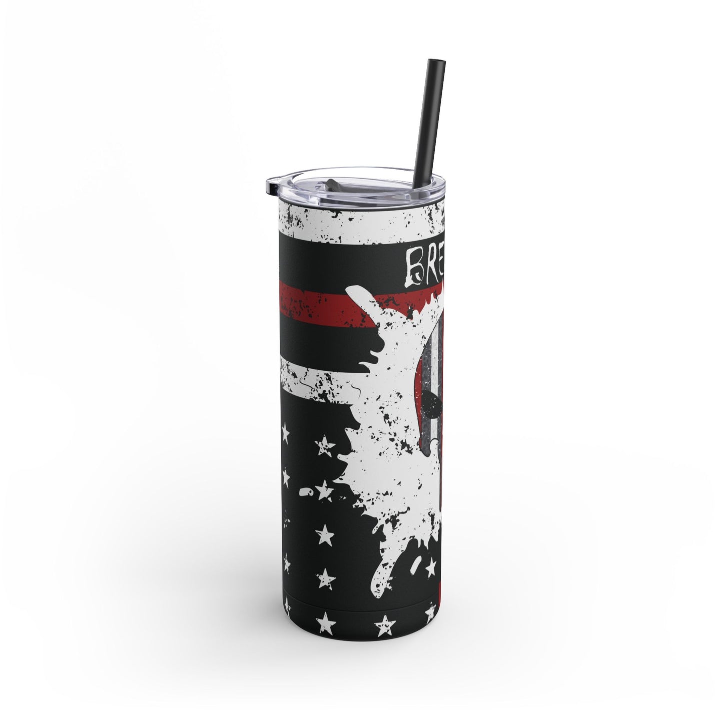 Personalized Firefighter Skinny Matte Tumbler, 20oz with lid and straw. Perfect gift for those in the Fire fighter profession.