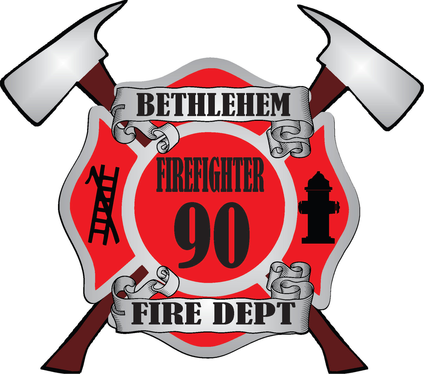 Custom Axes Firefighter Decal w/your Department Name & Firefighter, Station, Engine or District  Number