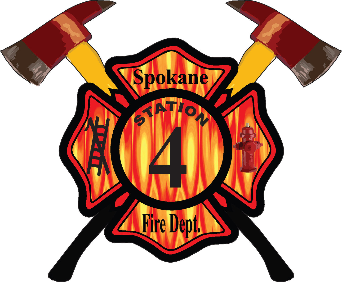 Custom Axes Firefighter Decal w/your Department name and Station Number